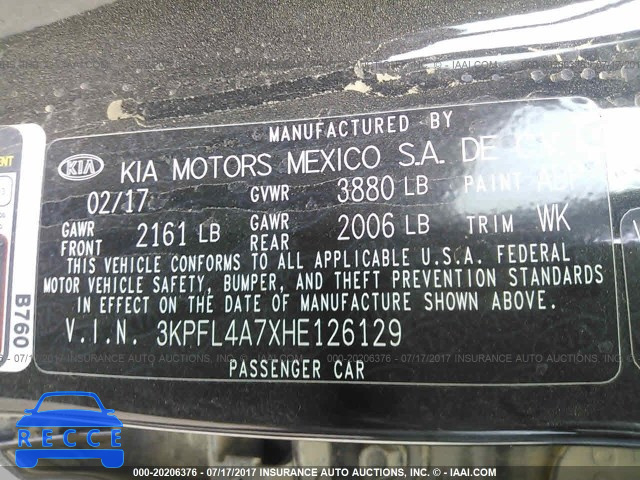 2017 KIA FORTE 3KPFL4A7XHE126129 image 8