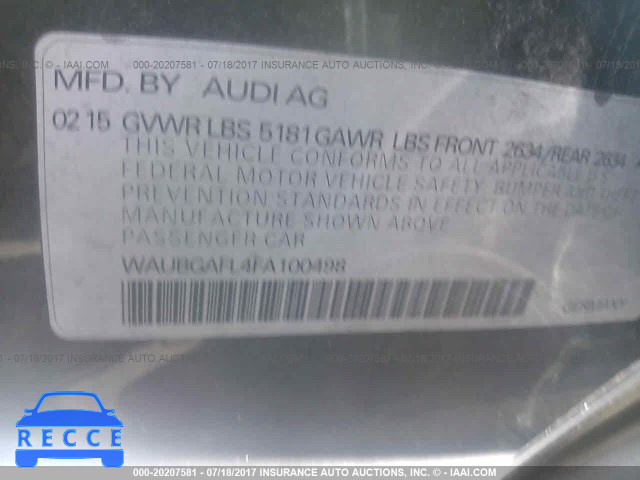 2015 Audi S4 WAUBGAFL4FA100498 image 8