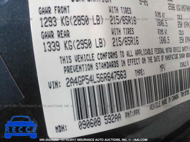 2006 Chrysler Town & Country TOURING 2A4GP54L56R647563 image 8