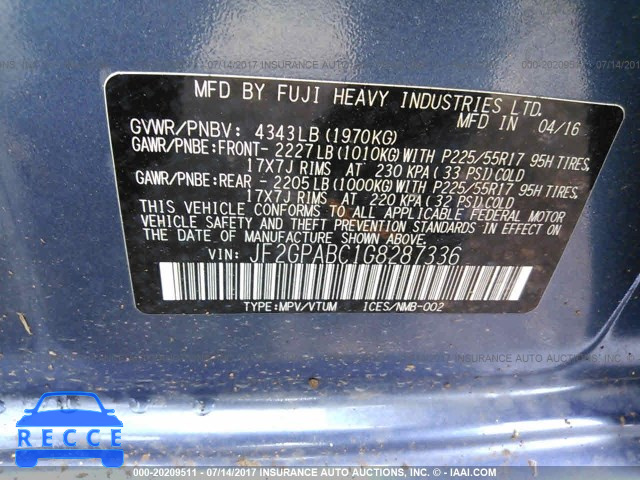 2016 Subaru Crosstrek PREMIUM JF2GPABC1G8287336 Bild 8