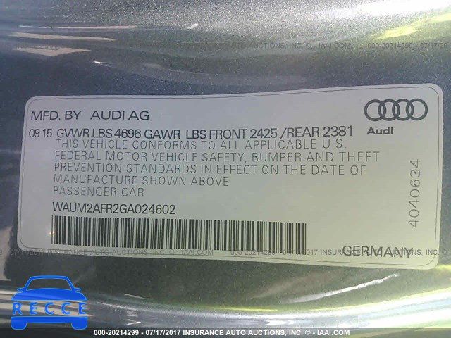2016 Audi A5 WAUM2AFR2GA024602 зображення 8