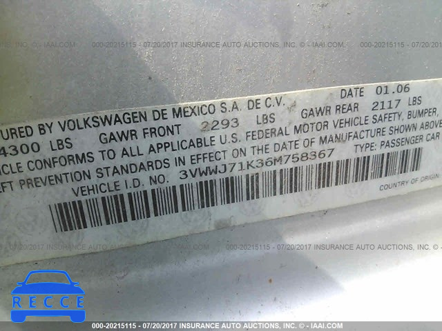 2006 Volkswagen Jetta 3VWWJ71K36M758367 image 8