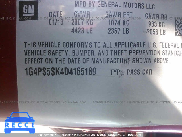 2013 Buick Verano 1G4PS5SK4D4165189 зображення 8