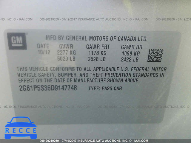 2013 Cadillac XTS 2G61P5S36D9147748 зображення 8