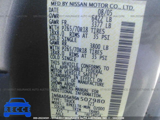 2006 Nissan Titan XE/SE/LE 1N6BA06A96N507980 image 8