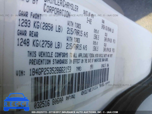 2002 Dodge Caravan SE 1B4GP25352B662153 Bild 8