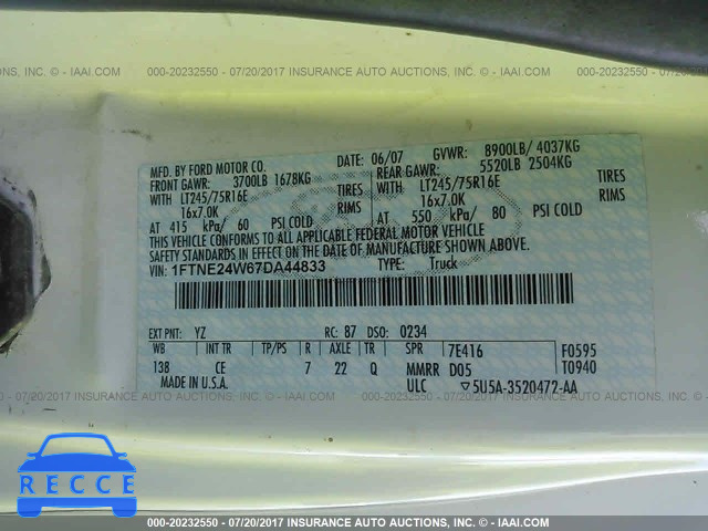 2007 Ford Econoline 1FTNE24W67DA44833 image 8