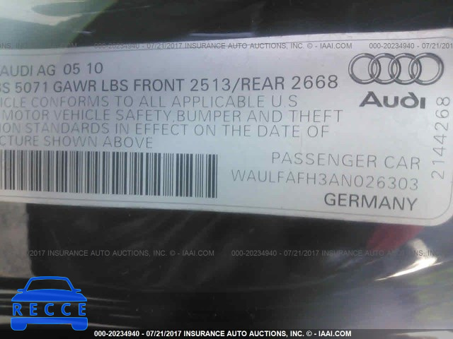 2010 Audi A5 PREMIUM PLUS WAULFAFH3AN026303 image 8