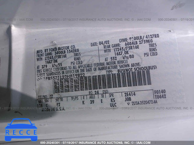 2002 Ford Econoline E350 SUPER DUTY WAGON 1FBSS31L22HB19822 image 8