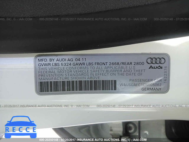 2012 Audi A7 WAUSGAFC1CN005062 image 8