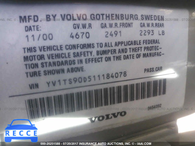 2001 Volvo S80 T6/EXECUTIVE YV1TS90D511184078 image 8