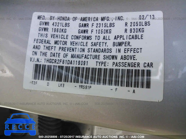 2013 Honda Accord 1HGCR2F81DA119091 image 8