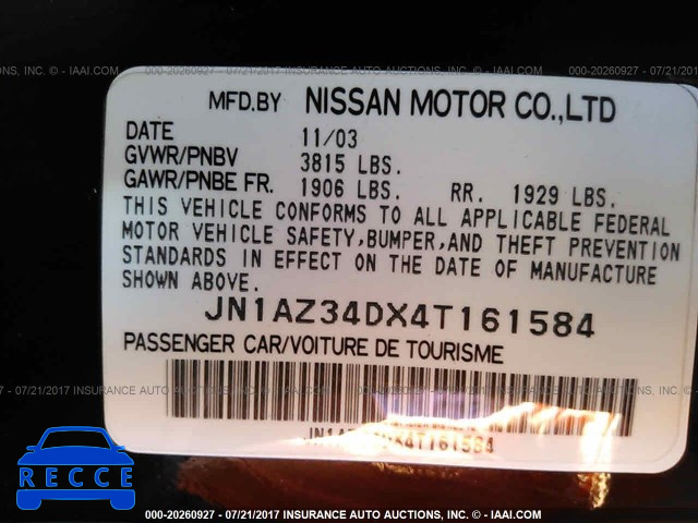 2004 Nissan 350Z COUPE JN1AZ34DX4T161584 image 8
