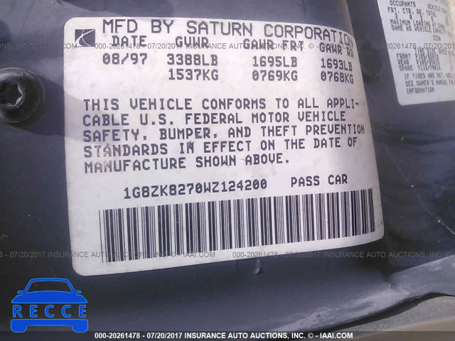 1998 Saturn SW2 1G8ZK8270WZ124200 Bild 8