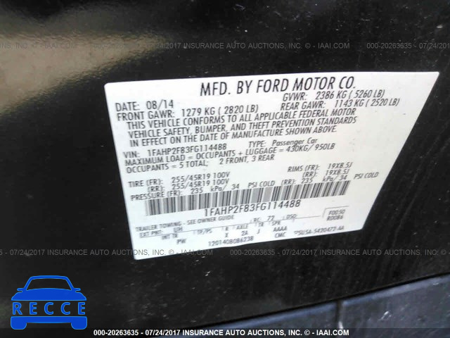 2015 Ford Taurus LIMITED 1FAHP2F83FG114488 зображення 8