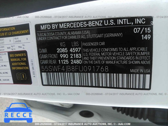 2015 Mercedes-benz C 55SWF4JB8FU091768 зображення 8