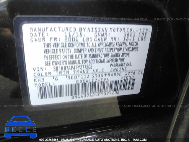 2015 Nissan Sentra 3N1AB7AP4FY377208 image 8