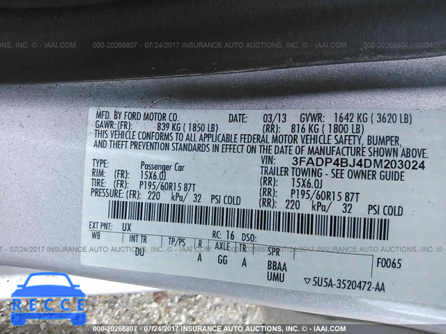 2013 Ford Fiesta 3FADP4BJ4DM203024 image 8