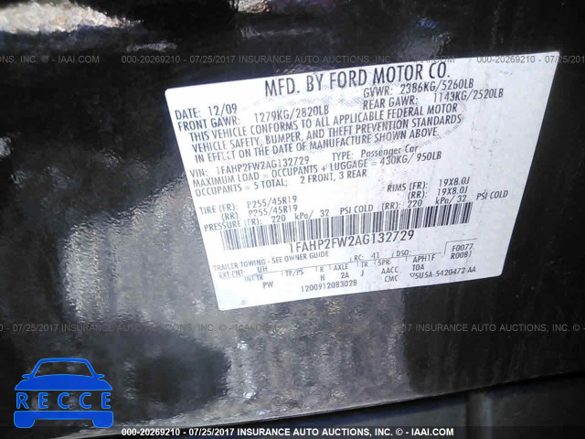 2010 Ford Taurus 1FAHP2FW2AG132729 Bild 8