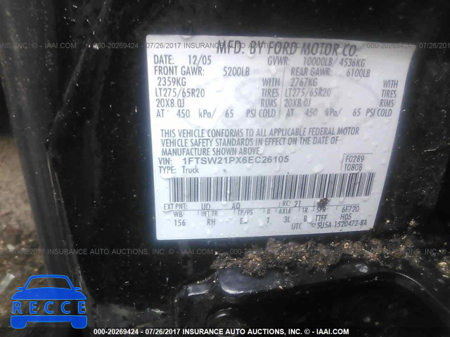 2006 Ford F250 1FTSW21PX6EC26105 image 8