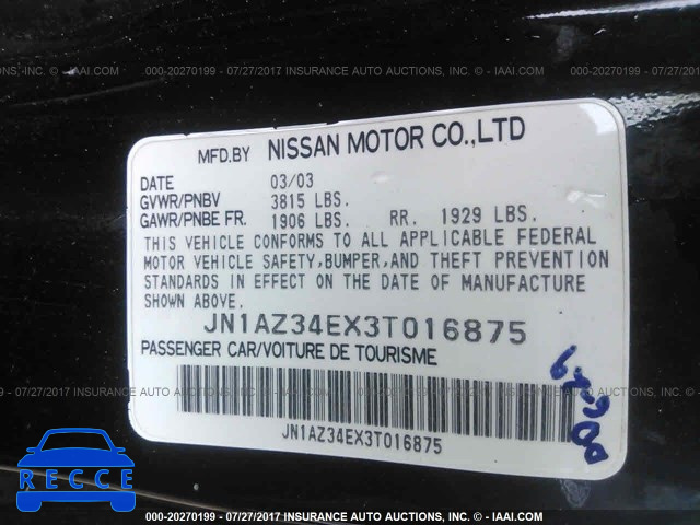 2003 Nissan 350Z COUPE JN1AZ34EX3T016875 image 8