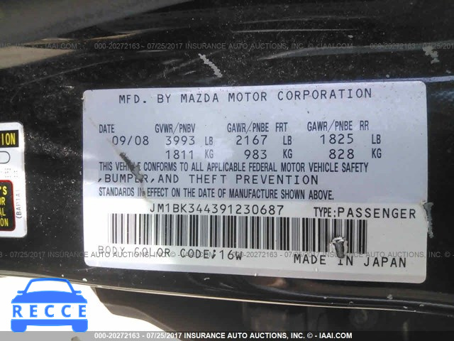 2009 Mazda 3 JM1BK344391230687 image 8
