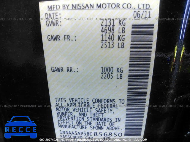 2011 Nissan Maxima 1N4AA5AP5BC856850 image 8