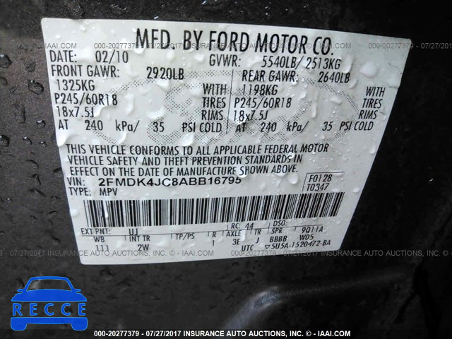 2010 Ford Edge 2FMDK4JC8ABB16795 Bild 8