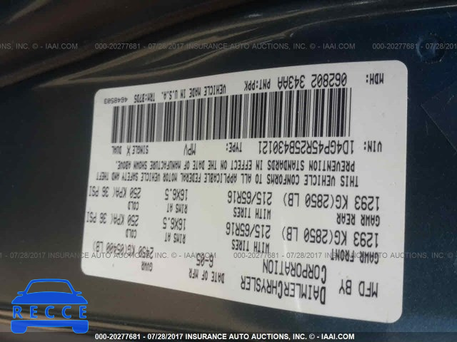 2005 DODGE CARAVAN SXT 1D4GP45R25B430121 image 8