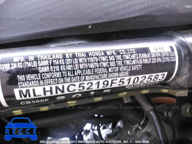2015 Honda CB300 F MLHNC5219F5102583 зображення 9