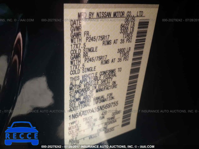 2005 Nissan Titan 1N6AA07A35N569755 image 8