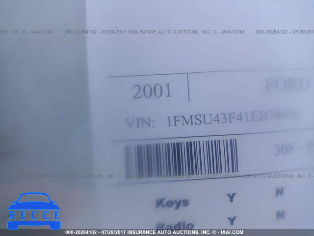 2001 Ford Excursion LIMITED 1FMSU43F41EB78076 зображення 8