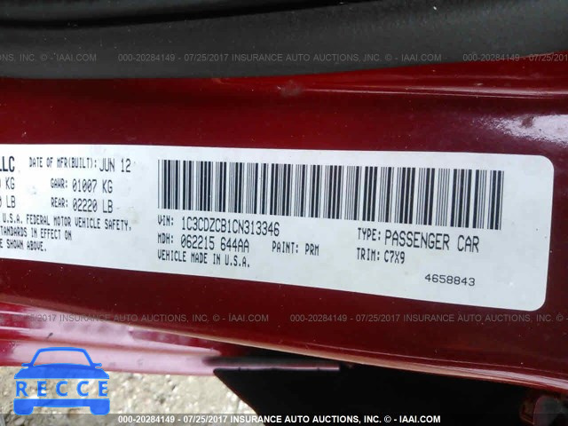 2012 Dodge Avenger 1C3CDZCB1CN313346 зображення 8