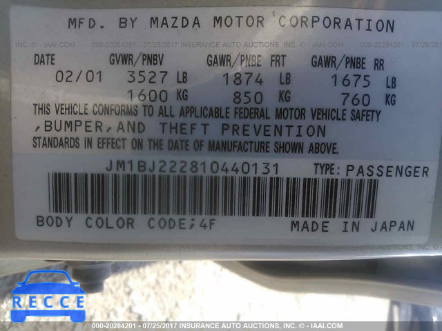 2001 Mazda Protege DX/LX JM1BJ222810440131 image 8