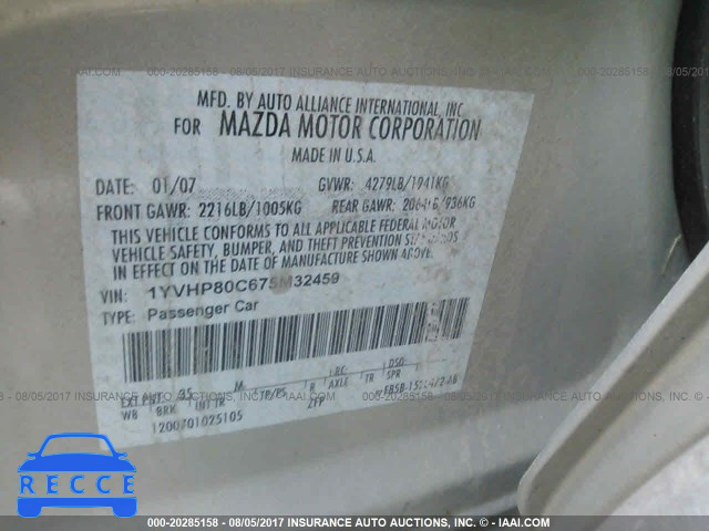 2007 Mazda 6 I 1YVHP80C675M32459 image 8