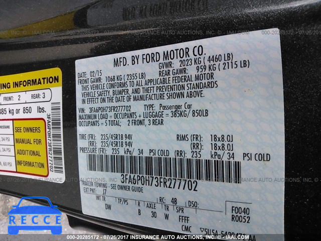 2015 Ford Fusion 3FA6P0H73FR277702 image 8