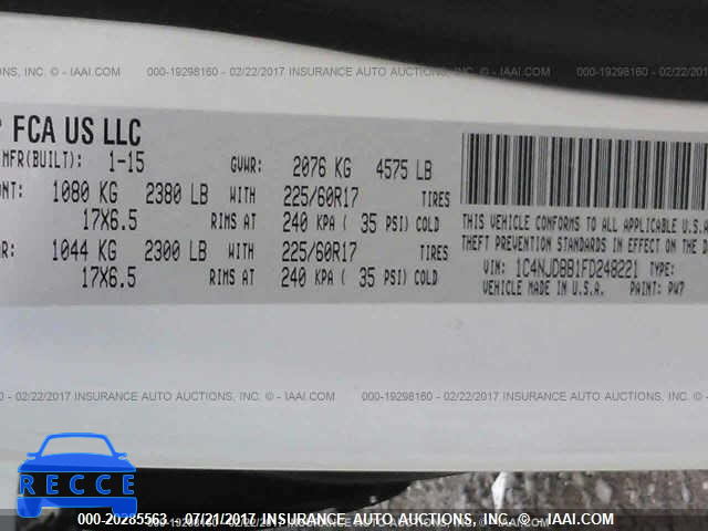 2015 Jeep Compass SPORT 1C4NJDBB1FD248221 image 8