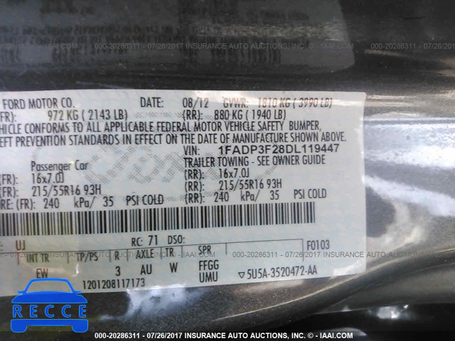 2013 Ford Focus 1FADP3F28DL119447 image 8