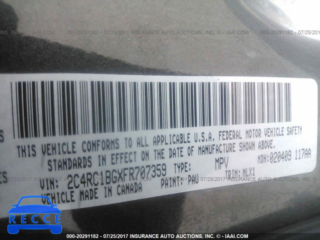 2015 Chrysler Town & Country TOURING 2C4RC1BGXFR707359 image 8