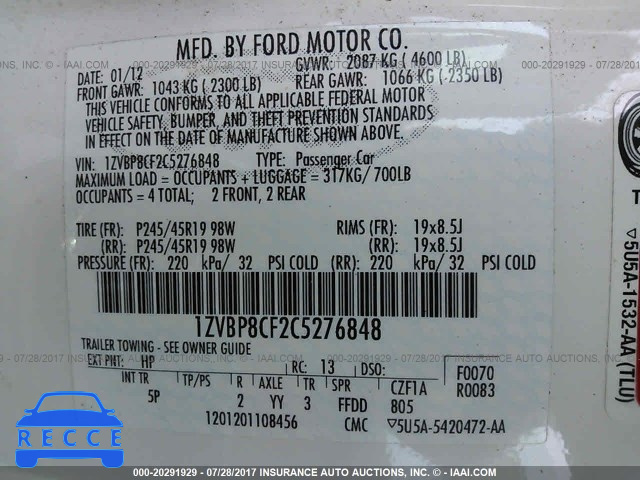 2012 Ford Mustang GT 1ZVBP8CF2C5276848 image 8