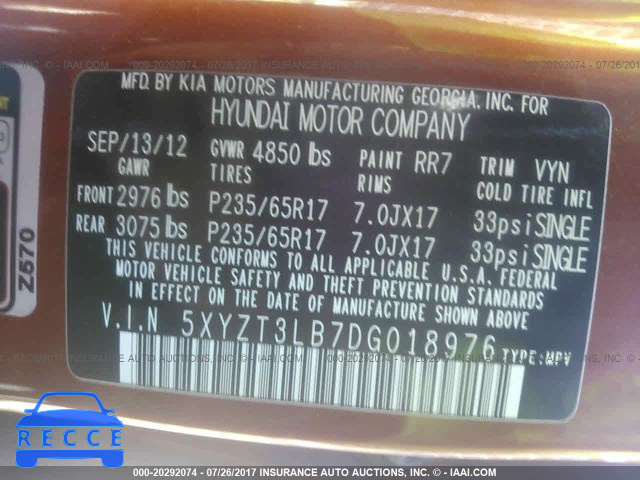 2013 Hyundai Santa Fe Sport 5XYZT3LB7DG018976 image 8