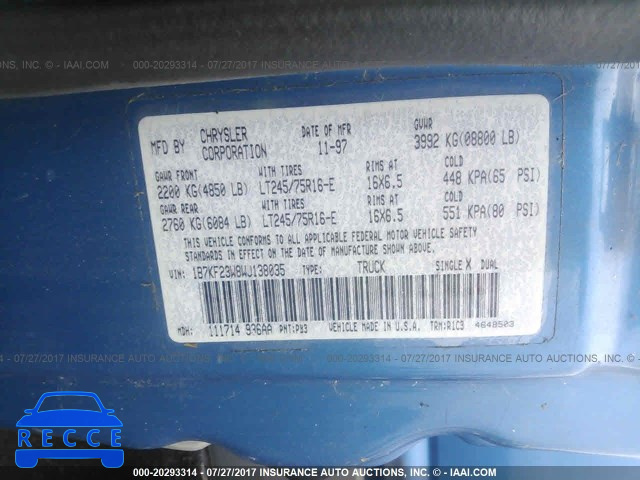 1998 Dodge RAM 2500 1B7KF23W8WJ138035 image 8