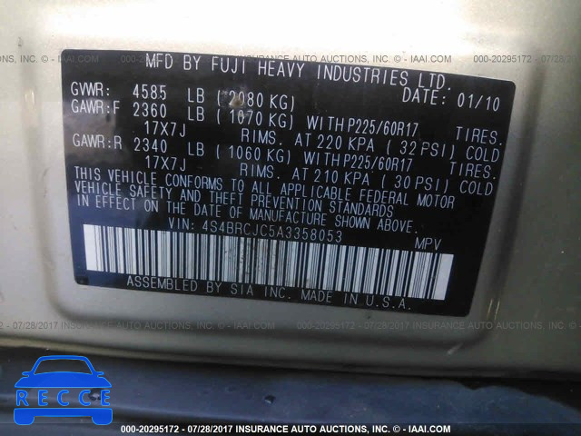 2010 Subaru Outback 4S4BRCJC5A3358053 зображення 8