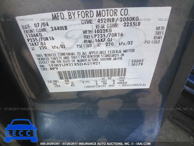 2005 Ford Escape 1FMYU931X5DA21921 image 8