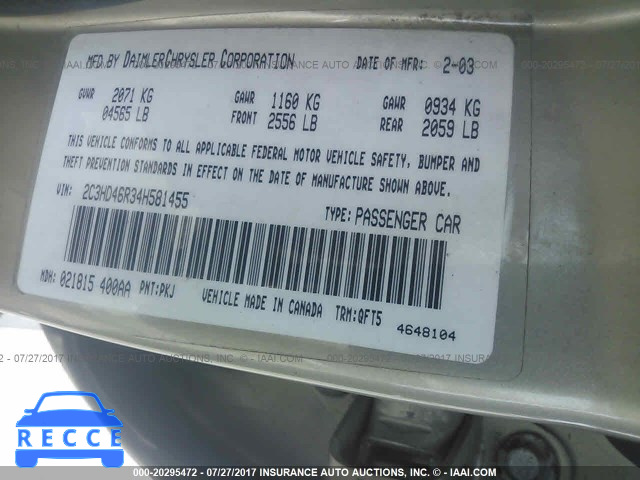 2004 Chrysler Concorde 2C3HD46R34H581455 зображення 8