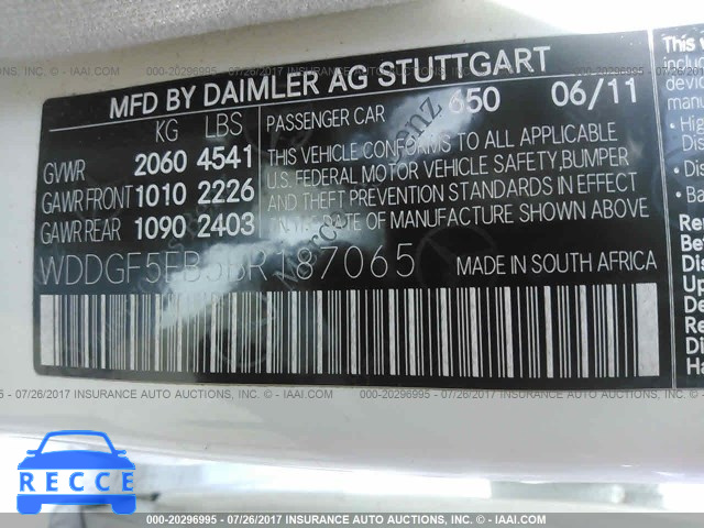 2011 Mercedes-benz C WDDGF5EB5BR187065 Bild 8