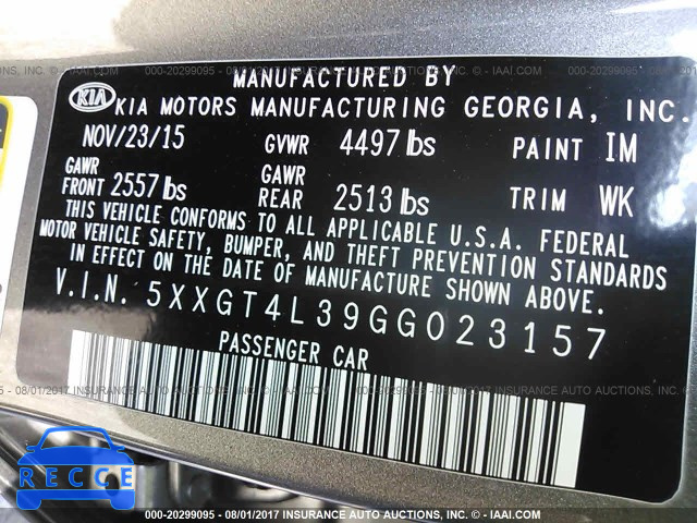 2016 KIA Optima LX 5XXGT4L39GG023157 image 8