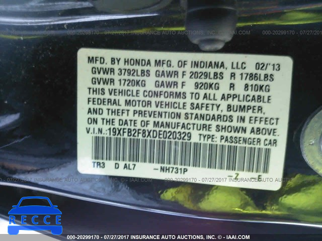 2013 Honda Civic 19XFB2F8XDE020329 image 8