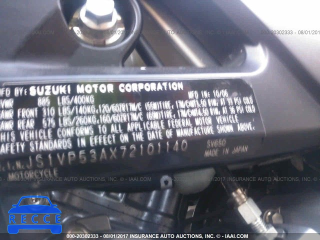 2007 Suzuki SV650 JS1VP53AX72101140 image 9