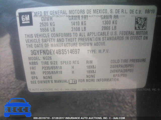2011 Cadillac SRX LUXURY COLLECTION 3GYFNDEY4BS514697 image 8